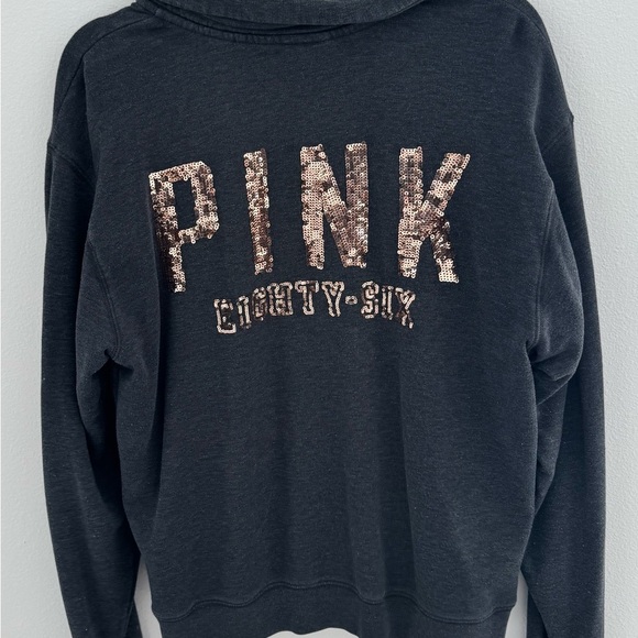 Victoria's Secret PINK Charcoal Sequence Quarter Zip - Picture 3 of 7